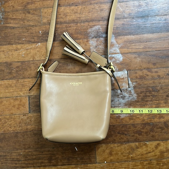 Coach Tan Leather Small Crossbody Tassel Bag - Picture 8 of 9